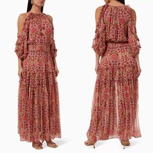 MISA Laila Maxi Cutout Dress in Hibiscus Flora Size XS